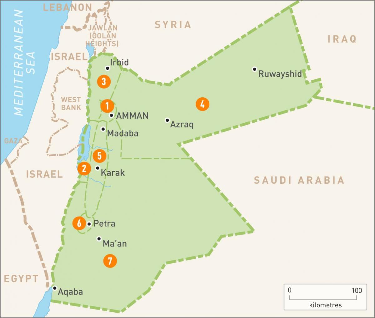 amman, Jordan na mapě