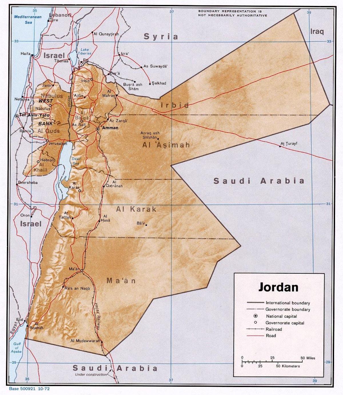 mapa ukazuje Jordánsko