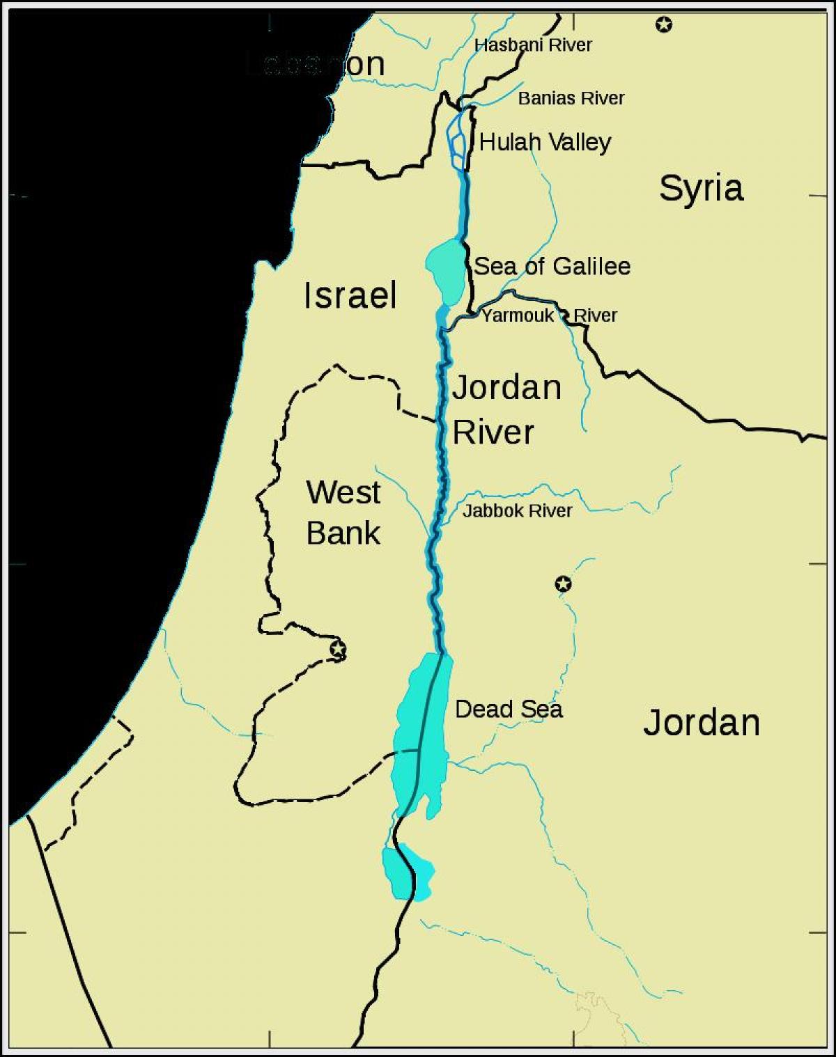 Jordán na blízkém východě mapě