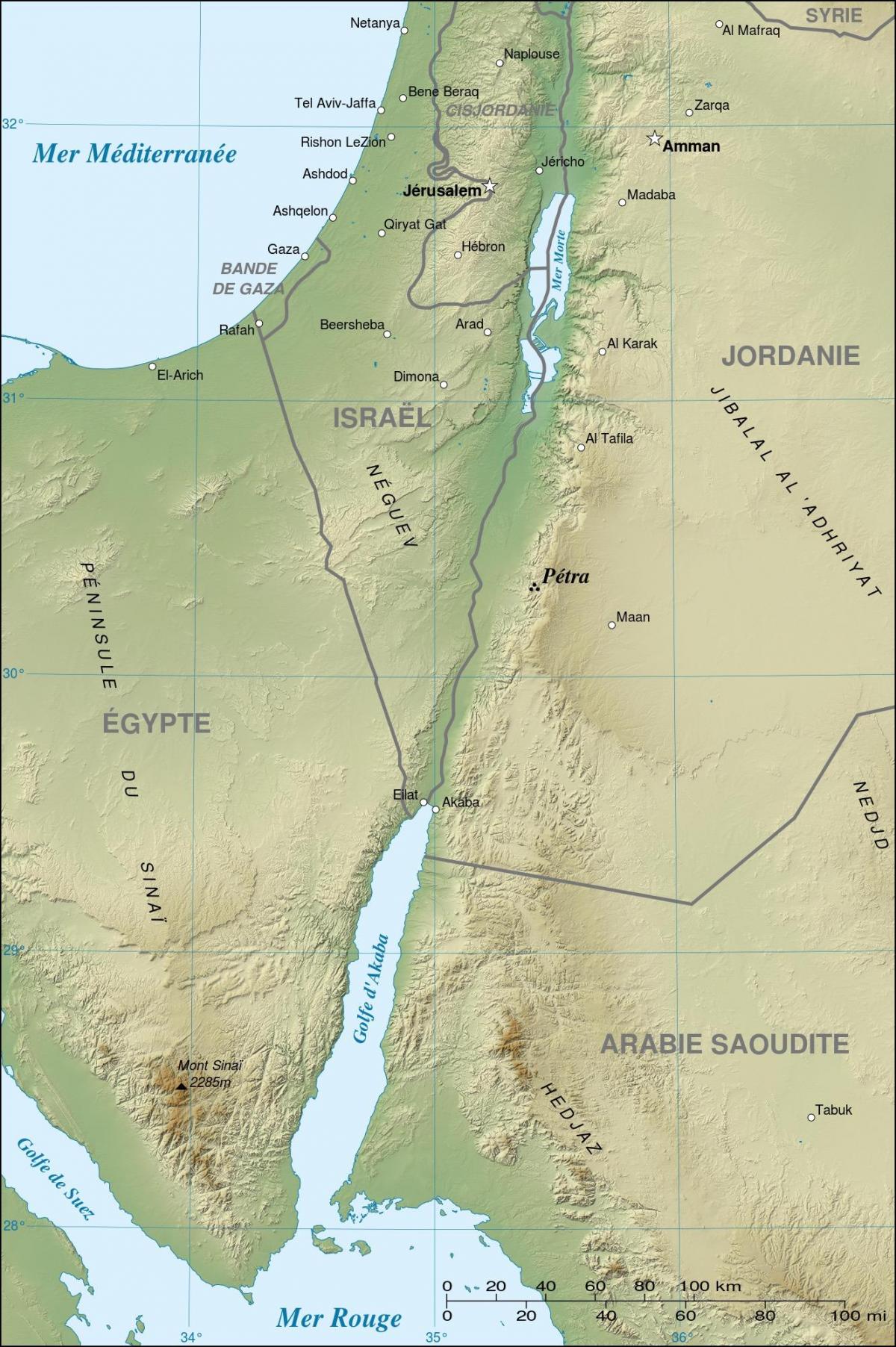 mapa Jordánsko ukazuje petra