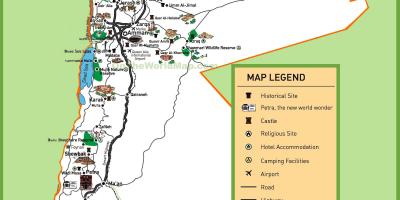 Mapa Jordánsko turistických lokalit