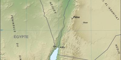 Mapa Jordánsko ukazuje petra