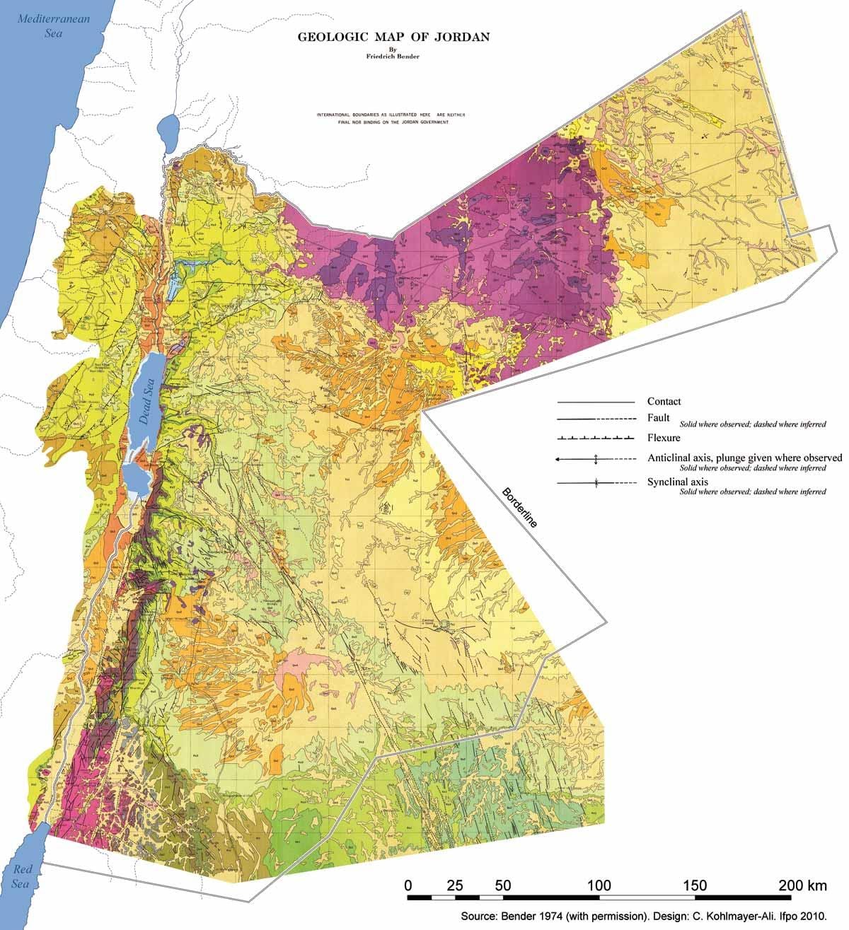 mapa Jordánsko geologie