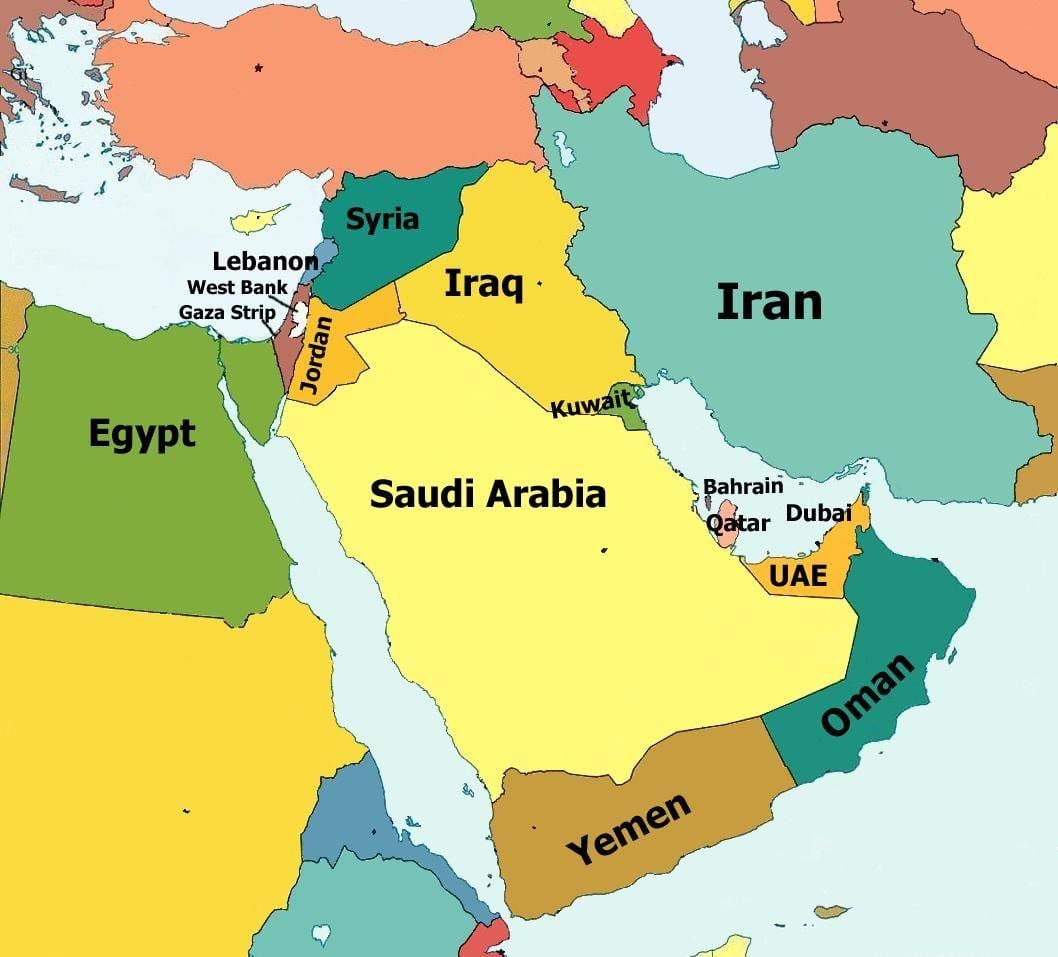 mapa Jordan a okolí