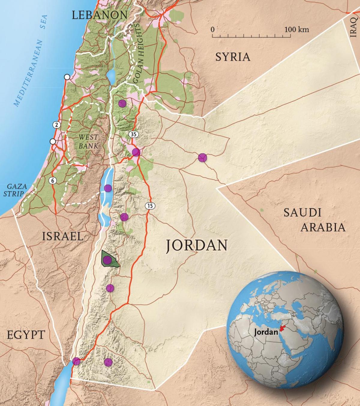 kingdom of Jordan mapě