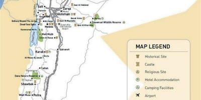 Jordan turistických atrakcí mapě